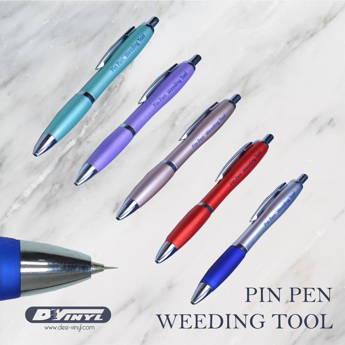 2 Pieces Weeding Pen Vinyl Pen Pin Weeding Tool Fine Point Weeding Tool  Glitter Metal Vinyl Air Release or Car Puncturing Installation Retractable