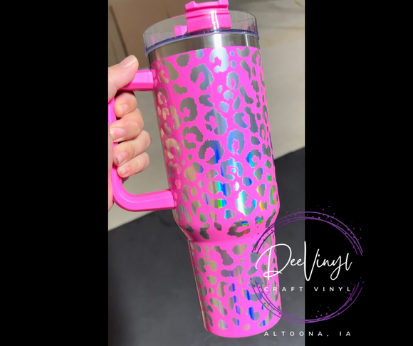 Leopard Tumbler Matte Water Bottle With Straw Holographic 