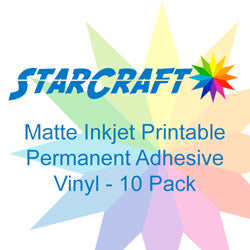 InkJet Printable Adhesive Matte Vinyl (10-Pack 8.5”x11” Sheets)